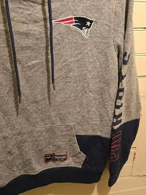 NFL Team Apparel Hoodie Mens S New England Patriots Gray Navy Pullover Logo - Apparel