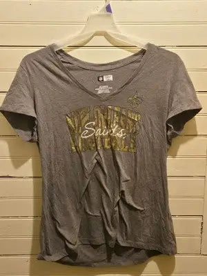 NFL Team Apparel Shirt Womens XXL New Orleans Saints Football V Neck Gray - Apparel