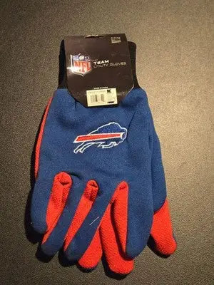 NFL Team Gloves Mens Buffalo Bills Blue Red Utility Embroidered Logo Nonslip - Apparel
