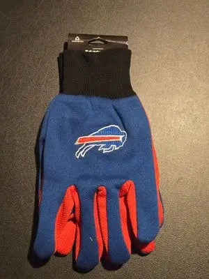 NFL Team Gloves Mens Buffalo Bills Blue Red Utility Embroidered Logo Nonslip - Apparel