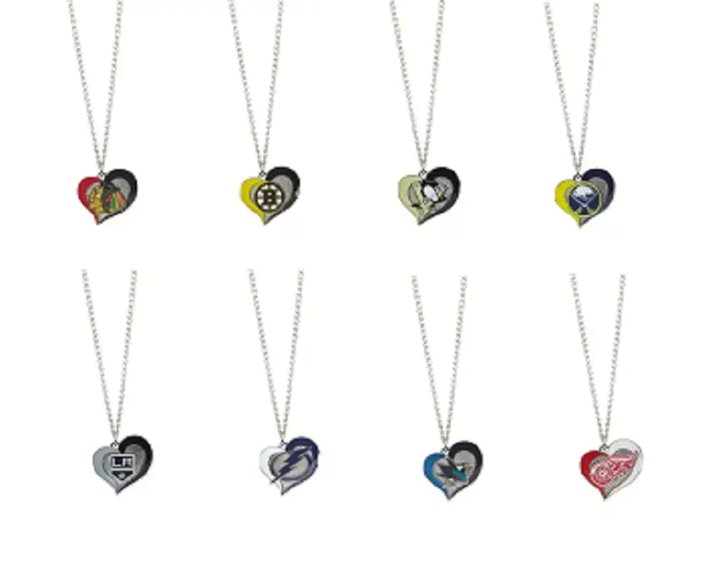 NHL Hockey Swirl Heart Necklace Pick Your Team