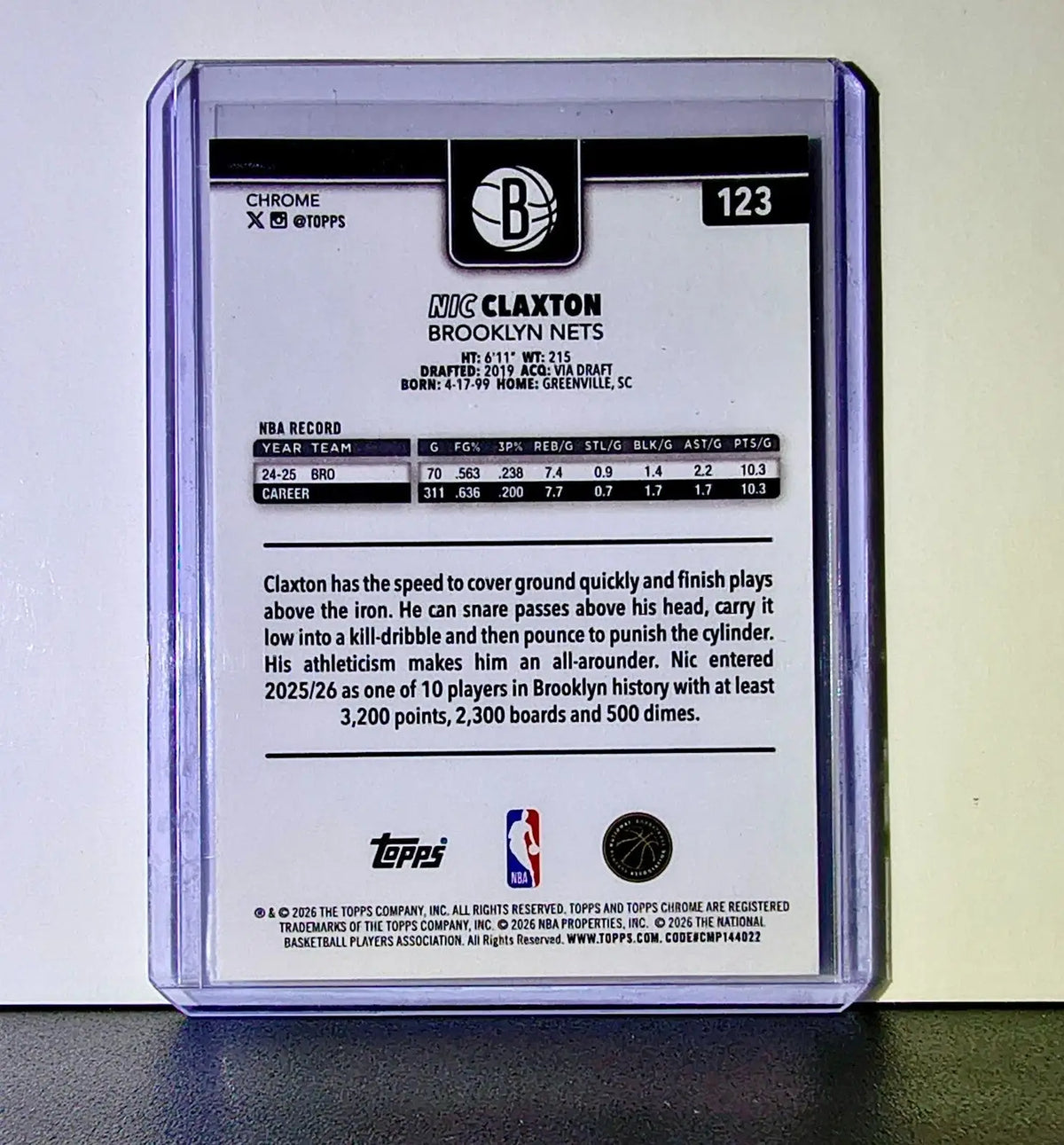 Nic Claxton 2025-26 NBA Topps Chrome Update #123 Basketball Card Brooklyn Nets - Basketball Card Single
