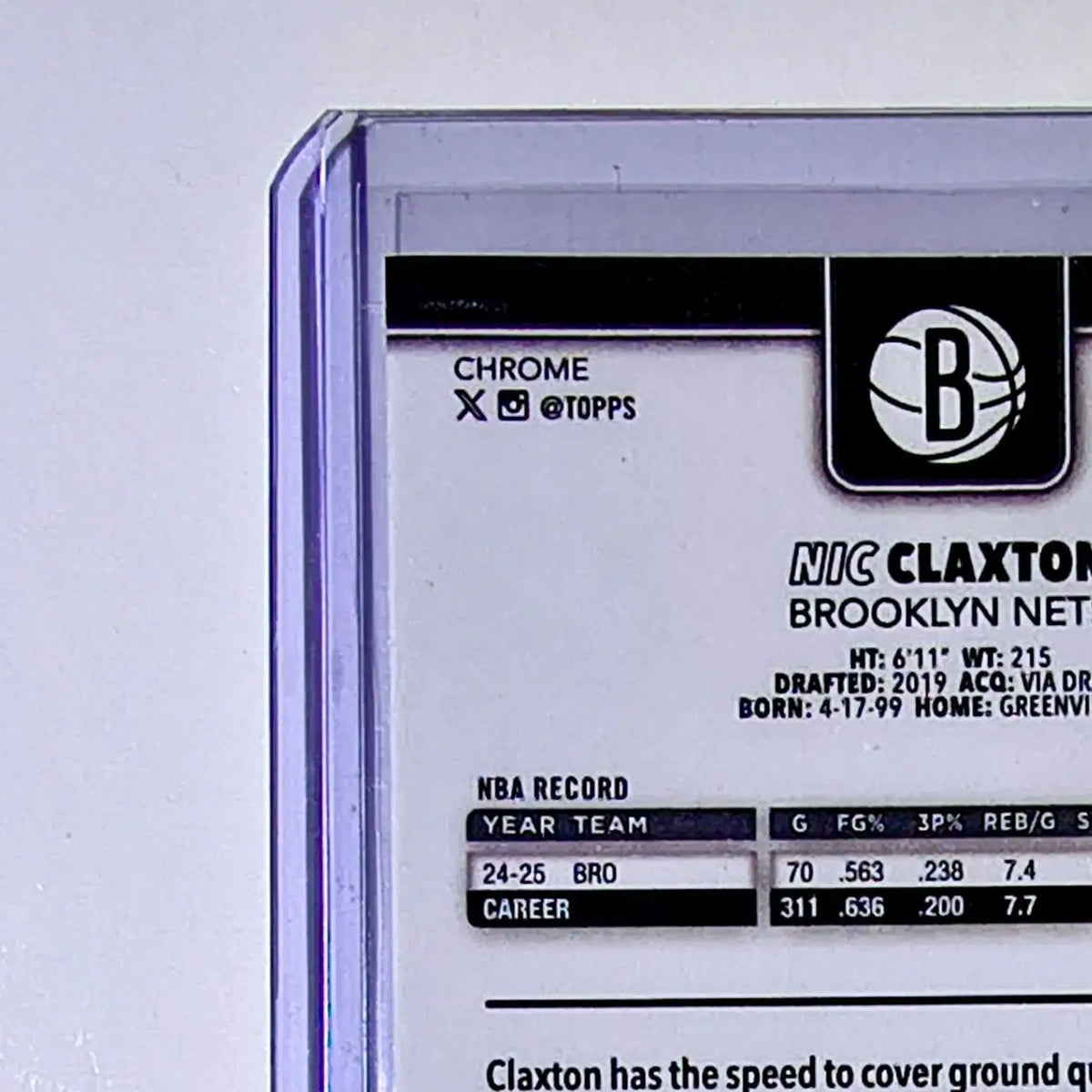 Nic Claxton 2025-26 NBA Topps Chrome Update #123 Basketball Card Brooklyn Nets - Basketball Card Single