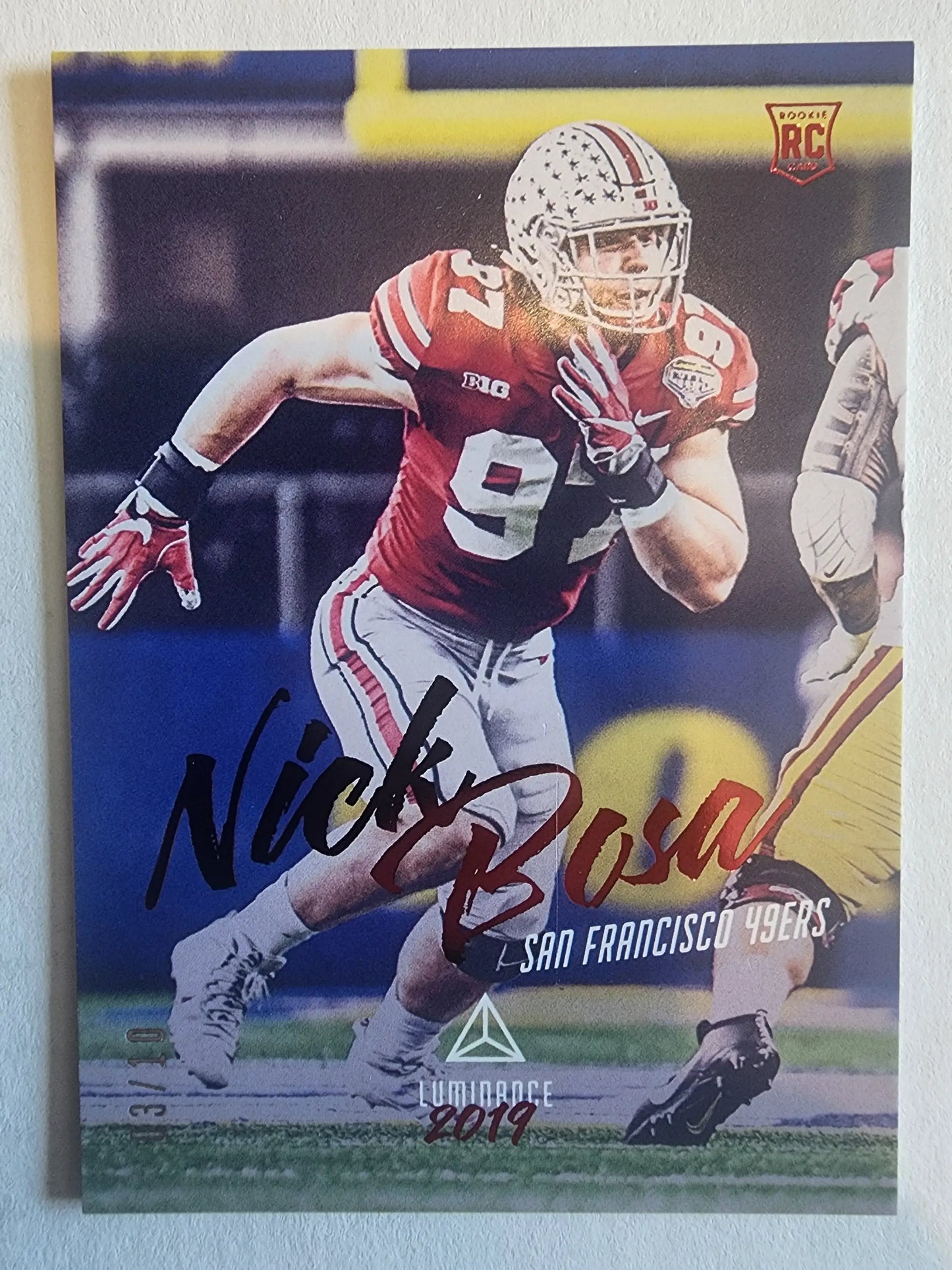 Nick Bosa 2019 Panini Luminance Red RC #3/10 - Football Card Single