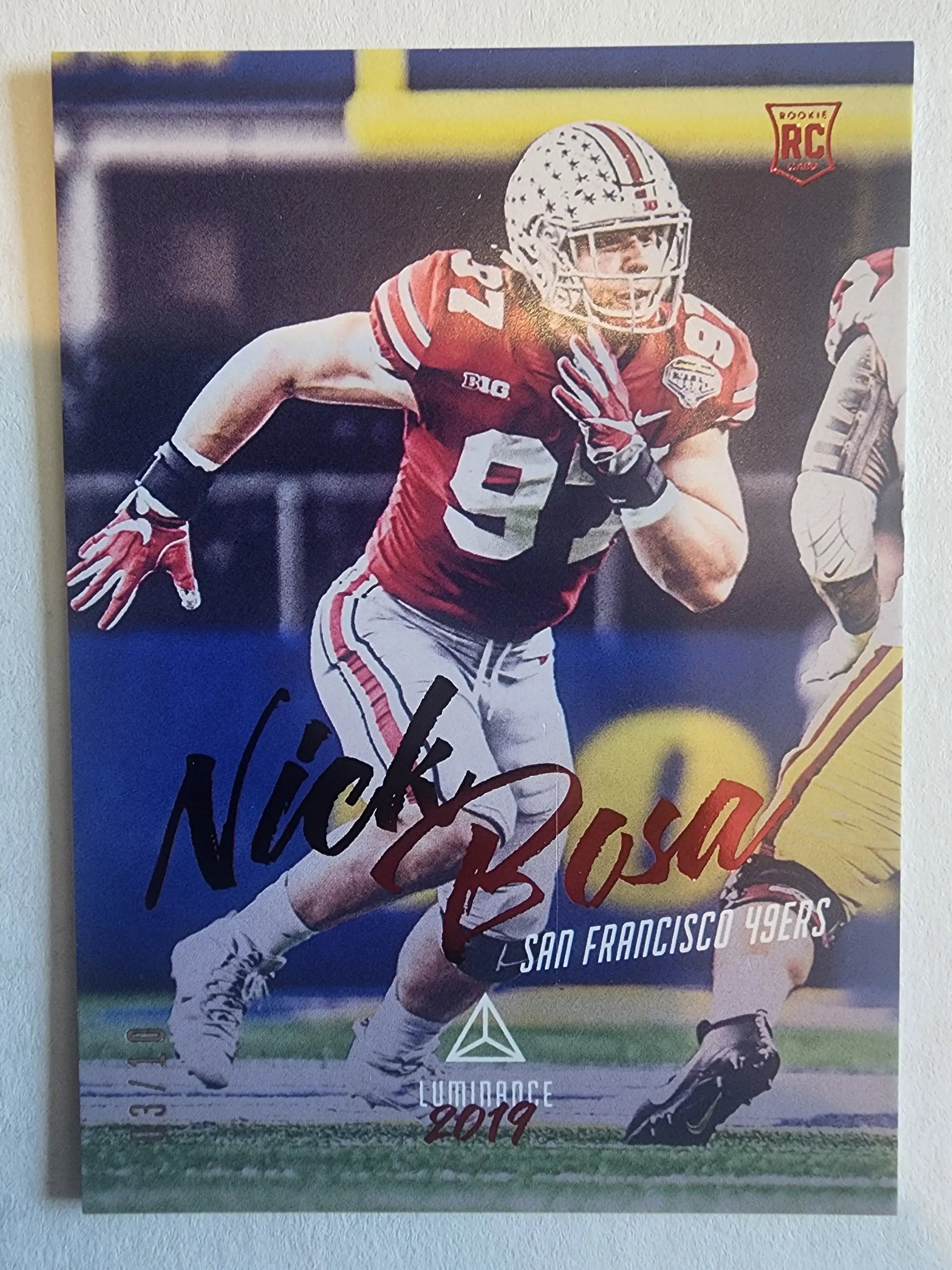 Nick Bosa 2019 Panini Luminance Red RC #3/10 - Football Card Single