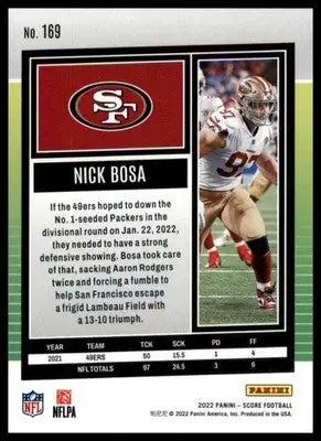 Nick Bosa 2022 Score #169 San Francisco 49ers - Football Card Single