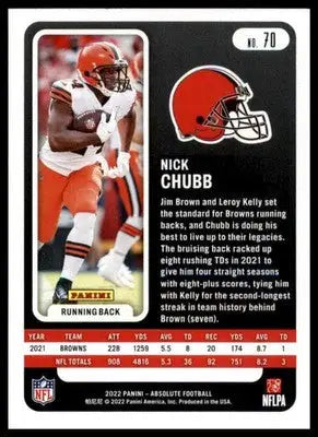 Nick Chubb 2022 Panini Absolute #70 Cleveland Browns