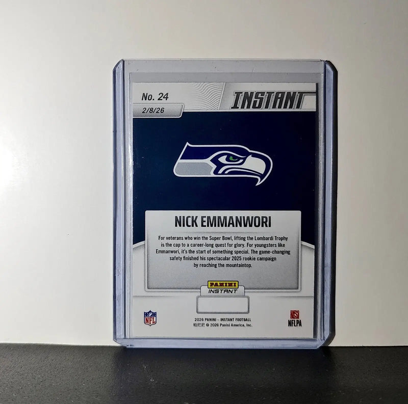 Nick Emmanwori Rookie 2026 Panini NFL Super Bowl LIX Champions #24 Card Seahawks - Football Card Single