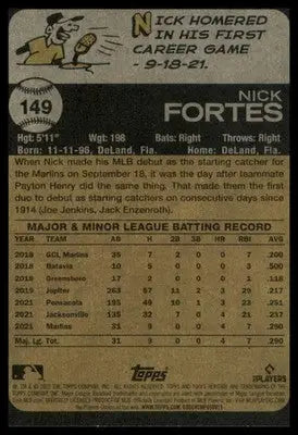 Nick Fortes Rookie 2022 Topps Heritage #149 Miami Marlins - Baseball Card Single