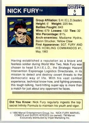 Nick Fury - 1990 Impel Marvel Universe - #5 - Non_sport - Non-Sports Card Single