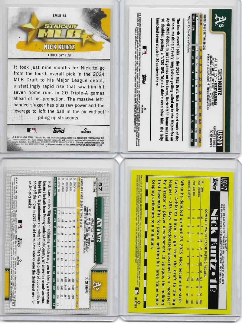 Nick Kurtz 4 Cards Lot. - Baseball Card Single