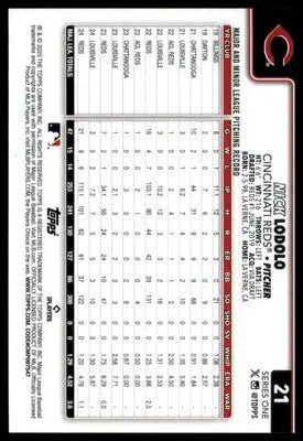 Nick Lodolo 2025 Topps #21 Cincinnati Reds - Baseball Card Single