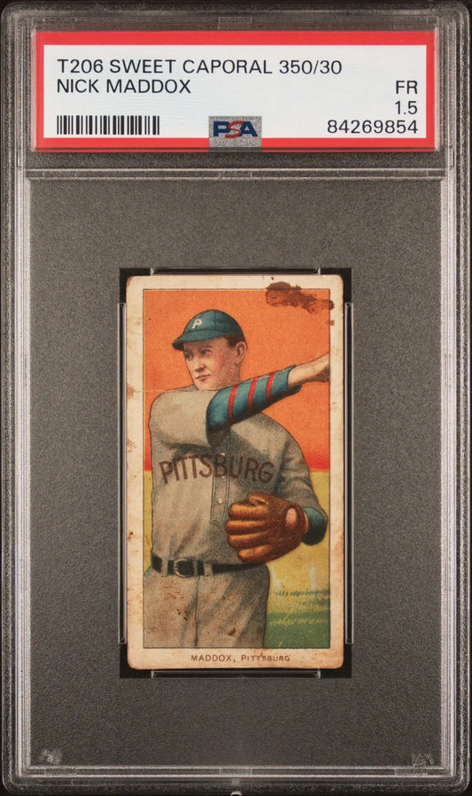 Nick Maddox 1909-11 T206 Sweet Caporal 350/30 PSA 1.5 Fair - Baseball Card Single