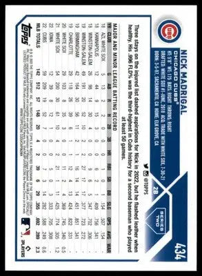 Nick Madrigal 2023 Topps #434 Chicago Cubs - Baseball Card Single