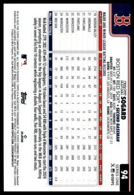 Nick Sogard Rookie 2025 Topps #94 Boston Red Sox - Baseball Card Single