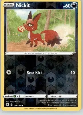 Nickit - Astral Radiance - 103/189 - Reverse Holo LP Pokemon - Pokémon Card Single