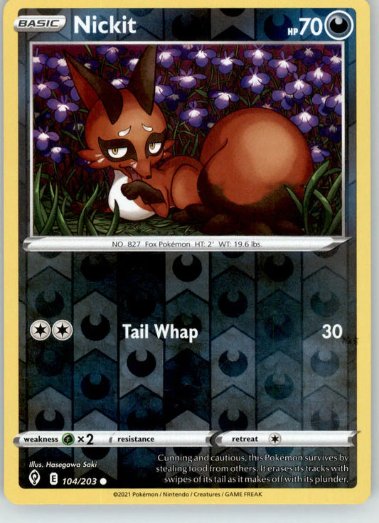 Nickit - Evolving Skies - 104/203 - Reverse Holo LP Pokemon - Pokémon Card Single