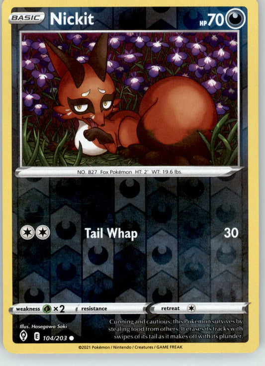Nickit - Evolving Skies - 104/203 - Reverse Holo LP Pokemon - Pokémon Card Single