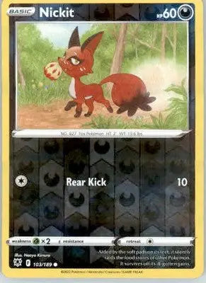 Nickit - SWSH10: Astral Radiance - 103/189 - Reverse Holo LP - Pokémon Card Single