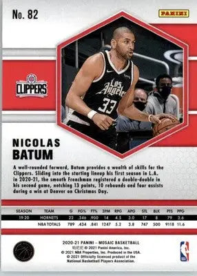 Nicolas Batum - 2020-21 Panini Mosaic - #82 - Basketball - Basketball Card Single