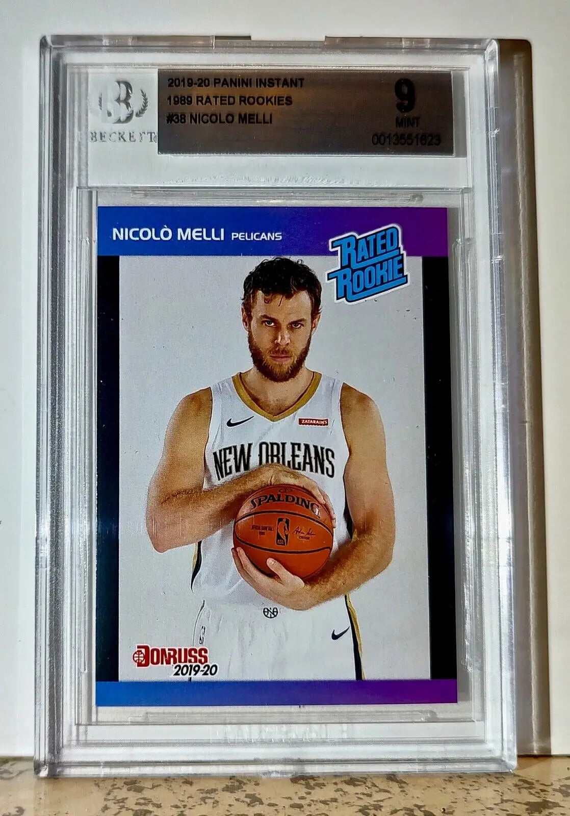 Nicolo Melli 2019-20 Panini NBA #38 Rated Rookies 1/3431 BGS 9 Pelicans