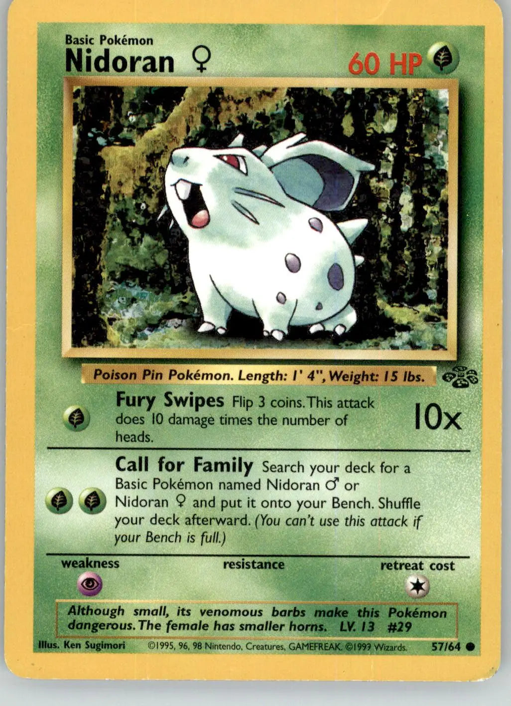 Nidoran F - Jungle - 57/64 - Unlimited HP Pokemon - Pokémon Card Single