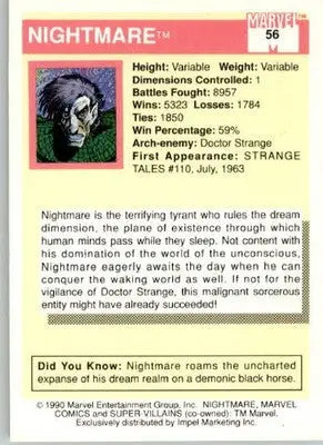 Nightmare - 1990 Impel Marvel Universe - #56 - Non_sport - Non-Sports Card Single