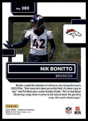 Nik Bonitto Rookie 2022 Donruss #380 Denver Broncos - Football Card Single