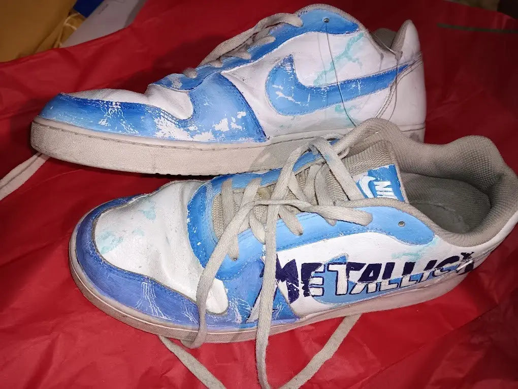 Nike Air Force 1 Custom Metallica Sneakers US Size!2 Pre-Owned - Apparel