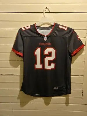 Nike NFL Buccaneers Jersey Boys M Tom Brady 12 On Field Dri-FIT Black Authentic