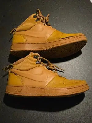 Nike Shoes Mens 8 Tan Mid Top Leather Canvas Sneakers Gum Sole Casual BQ4223-700 - Apparel