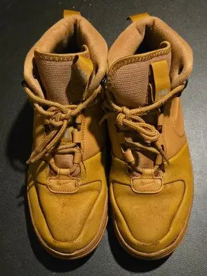 Nike Shoes Mens 8 Tan Mid Top Leather Canvas Sneakers Gum Sole Casual BQ4223-700 - Apparel