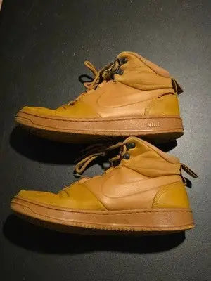 Nike Shoes Mens 8 Tan Mid Top Leather Canvas Sneakers Gum Sole Casual BQ4223-700 - Apparel