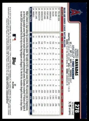 Niko Kavadas Rookie 2025 Topps #278 Los Angeles Angels - Baseball Card Single
