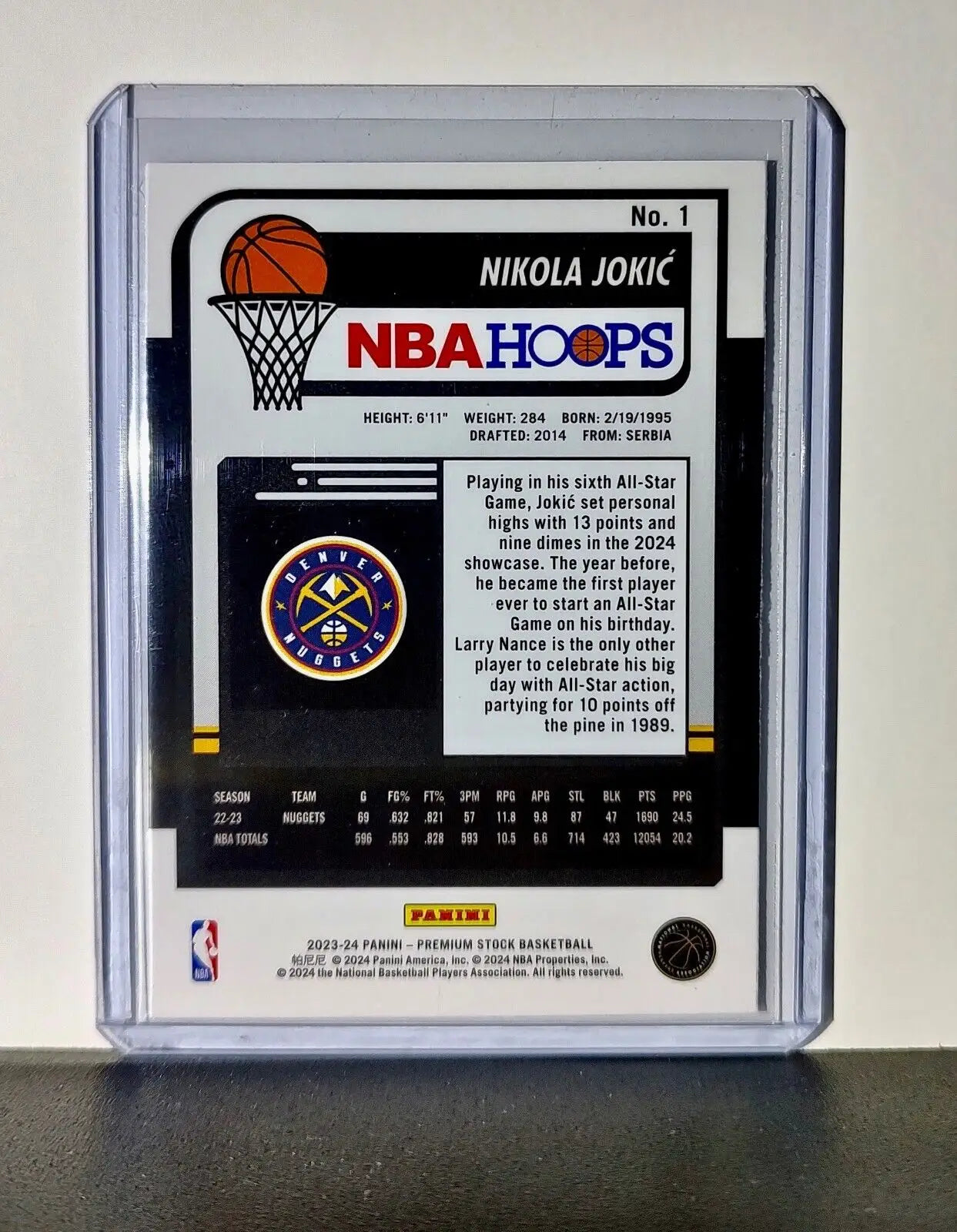 Nikola Jokic 2023-24 Panini Premium Stock NBA Hoops #1 Card Denver Nuggets - Basketball Card Single
