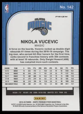 Nikola Vucevic 2019-20 Hoops Premium Stock Prizms Silver #142 Orlando Magic - Basketball Card Single