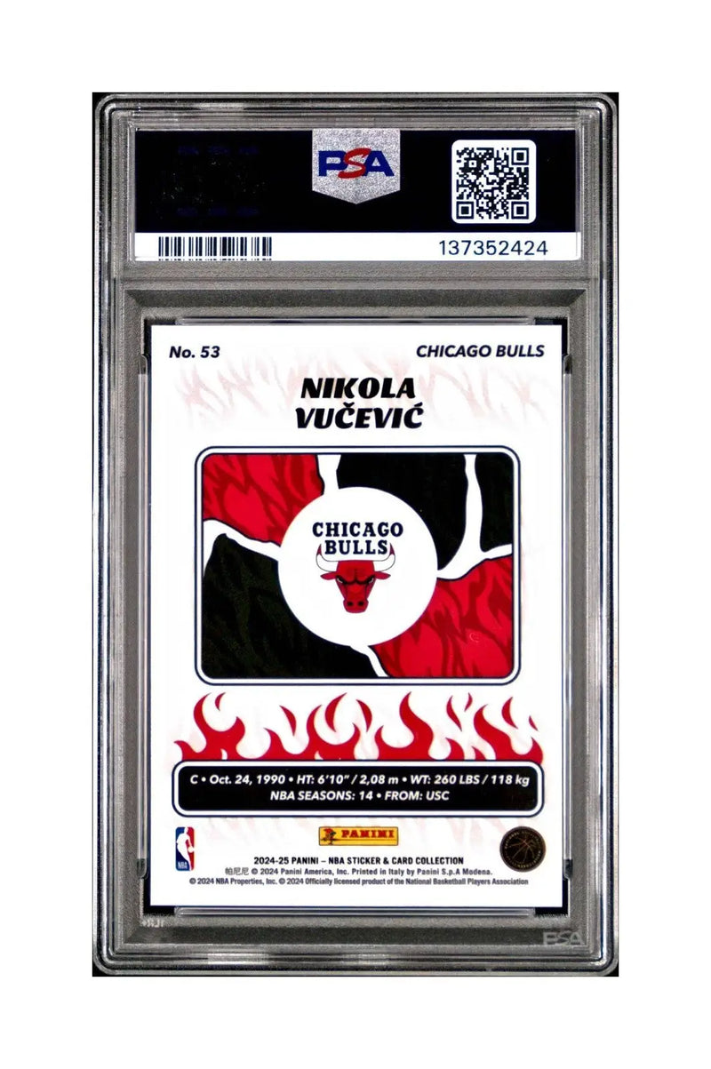Nikola Vučević 2024-25 Panini NBA #53 Sticker 100/100 Red Foil PSA 7 NM