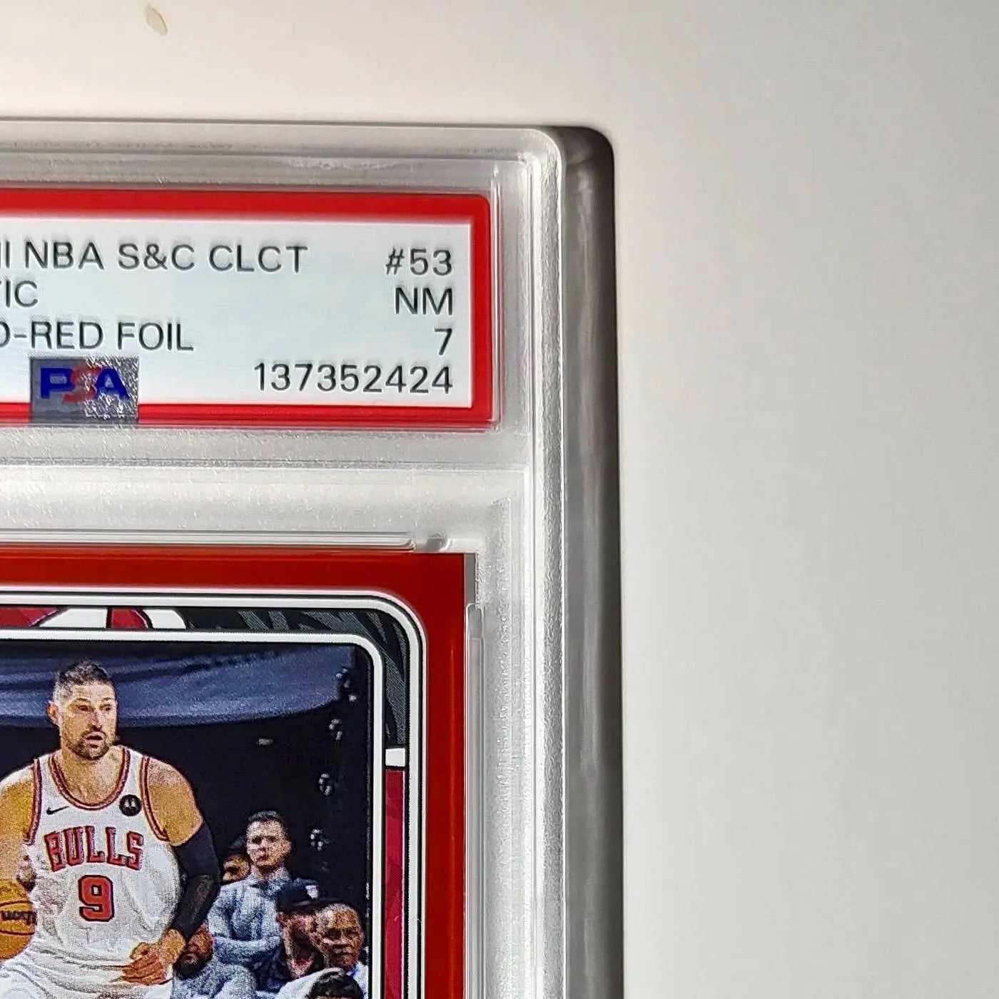 Nikola Vučević 2024-25 Panini NBA #53 Sticker 100/100 Red Foil PSA 7 NM