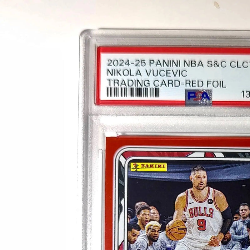 Nikola Vučević 2024-25 Panini NBA #53 Sticker 100/100 Red Foil PSA 7 NM