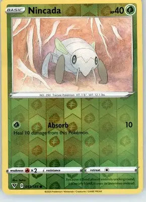 Nincada - SWSH04: Vivid Voltage - 013/185 - Reverse Holo LP - Pokémon Card Single
