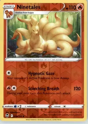Ninetales - SWSH12: Silver Tempest - Reverse Holo LP - #018/195 - Pokémon Card Single