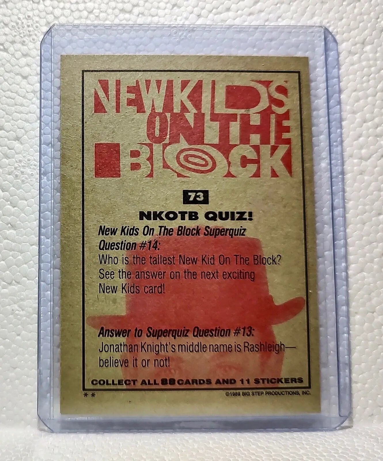 NKOTB Quiz! 1989 New Kids on the Block #73 Trading Card - Entertainment Memorabilia