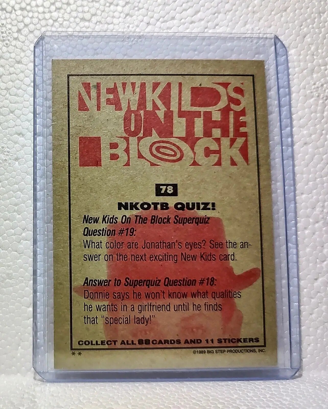NKOTB Quiz! 1989 New Kids on the Block #78 Trading Card - Entertainment Memorabilia