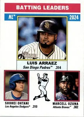 NL Batting Leaders Arraez / Ozuna / Ohtani 2025 Topps Heritage #191 Baseball - Baseball Card Single