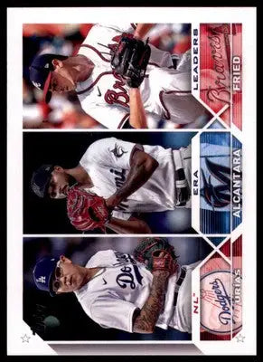 NL ERA Leaders (Julio Urías / Sandy Alcantara / Max Fried) 2023 Topps #211 - Baseball Card Single