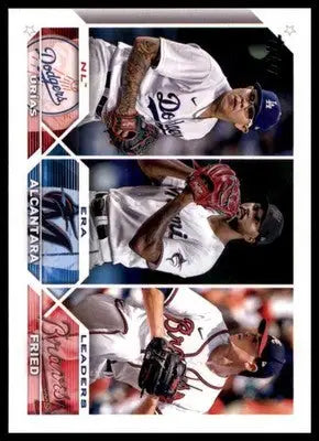 NL ERA Leaders (Julio Urías / Sandy Alcantara / Max Fried) LL 2023 Topps #211 - Baseball Card Single