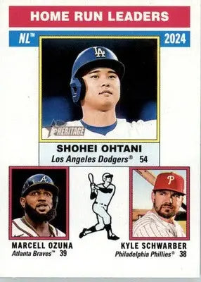 NL Home Run Leaders Schwarber Ozuna Ohtani 2025 Topps Heritage #193 - Baseball Card Single