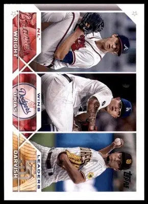 NL Wins Leaders (Kyle Wright / Julio Urías / Yu Darvish) LL 2023 Topps #284 - Baseball Card Single