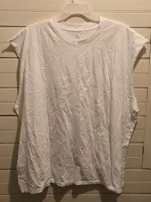 No Boundaries Tank Top Men’s 2XL Oversized Muscle Sleeveless Raw Edge White Tee - Apparel