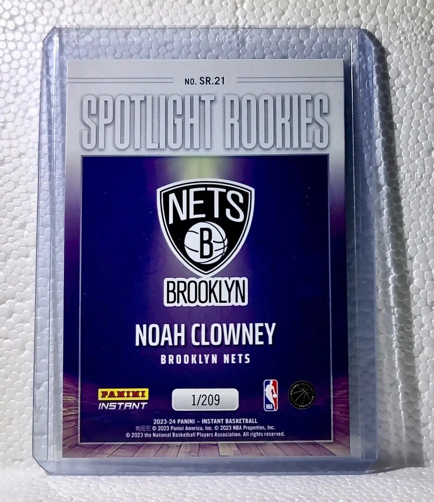 Noah Clowney 2023-24 Panini #21 NBA Spotlight Rookies Basketball Card Nets 1/209 - Basketball Card Single